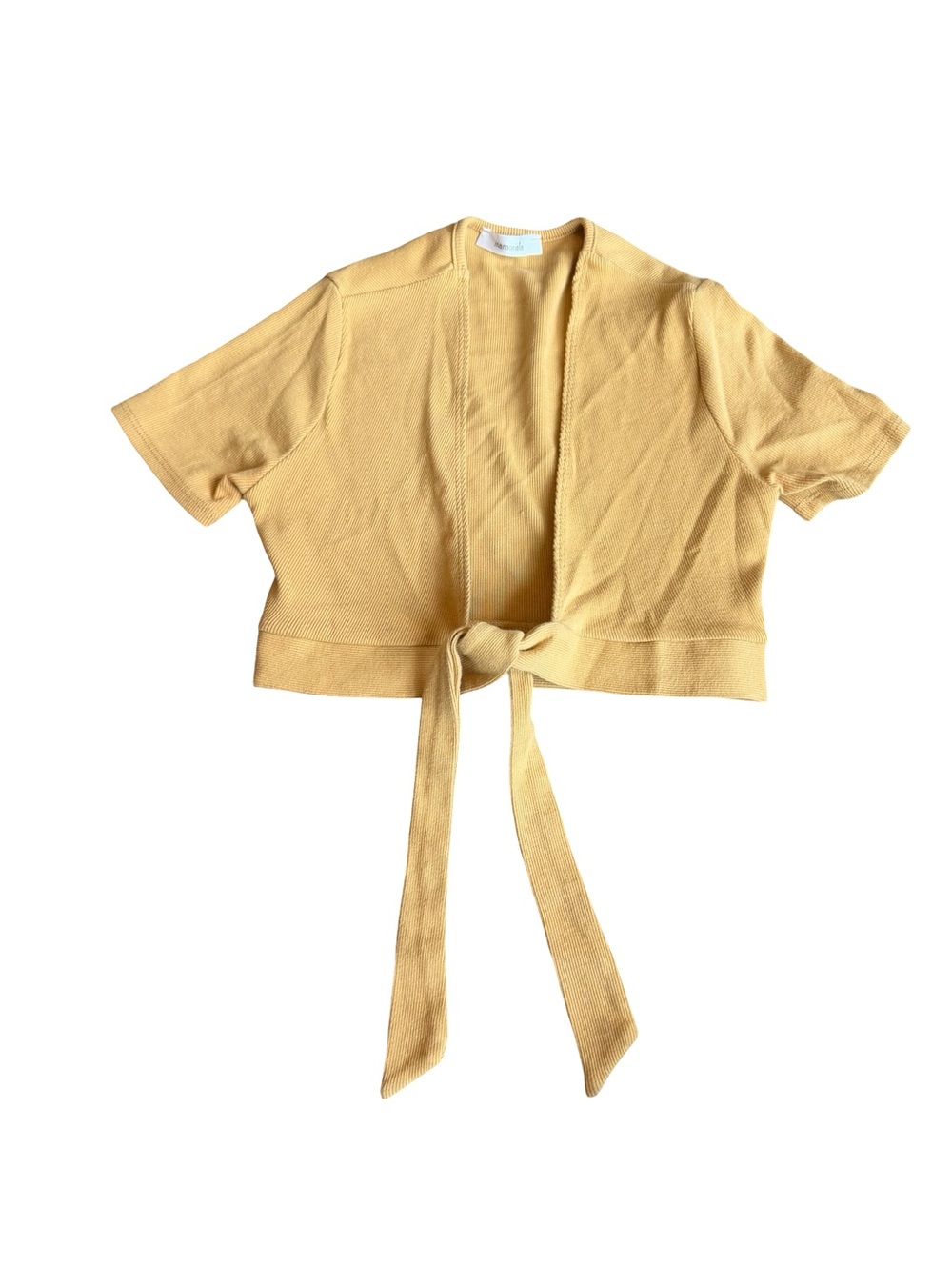 Inamorata Highland Crop Top Shirt Buttery Yellow Tie-Front Stretch Size XS